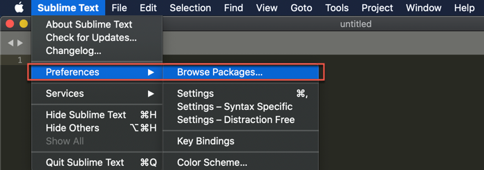 点击左上角菜单栏 Sublime Text -> Preferences -> Browse Packages...